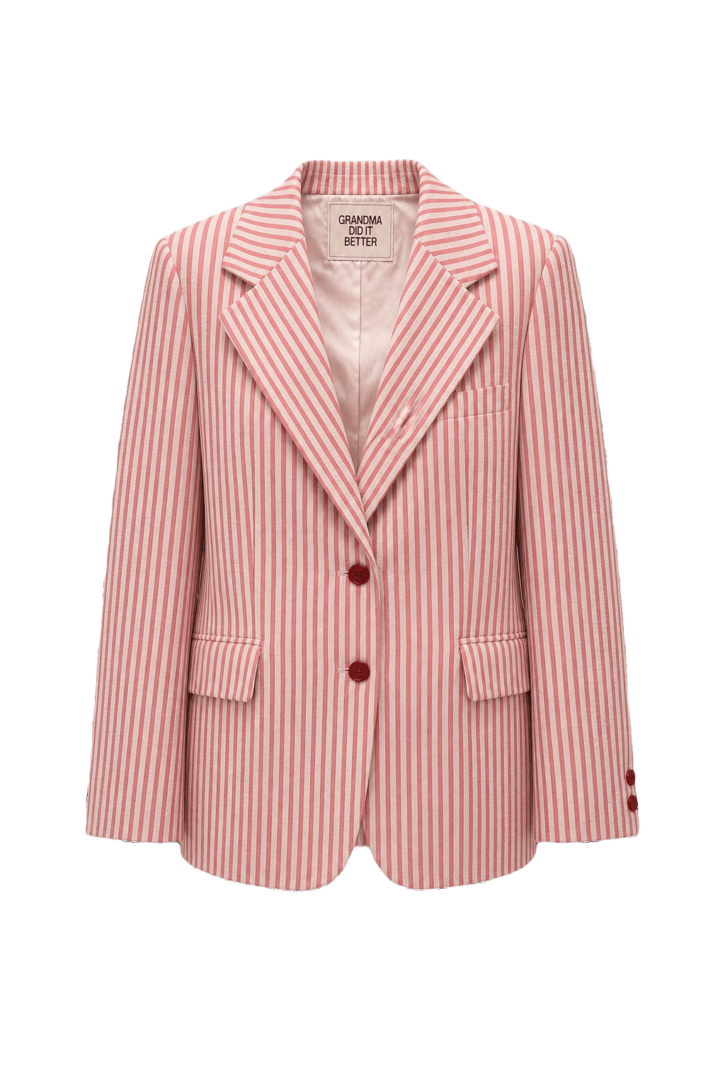 1970s Red Cotton Striped Blazer - Front View