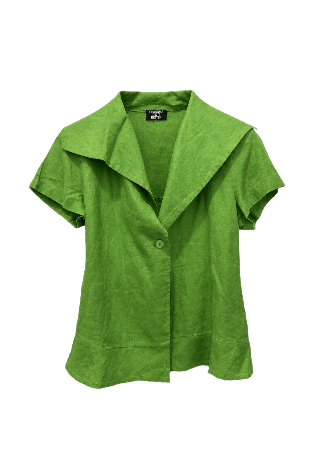 1960s Green Linen Top - Front View