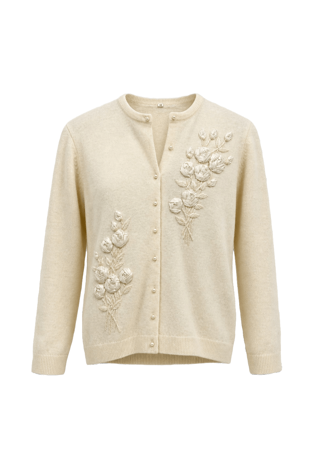 1950s Cream White Wool Cardigan - Front View