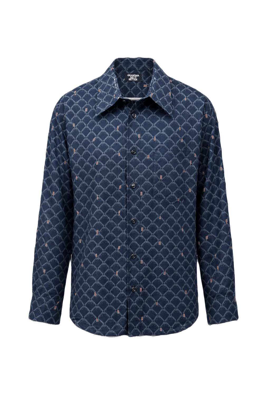 1990s Navy Blue Cotton Shirt - Front View