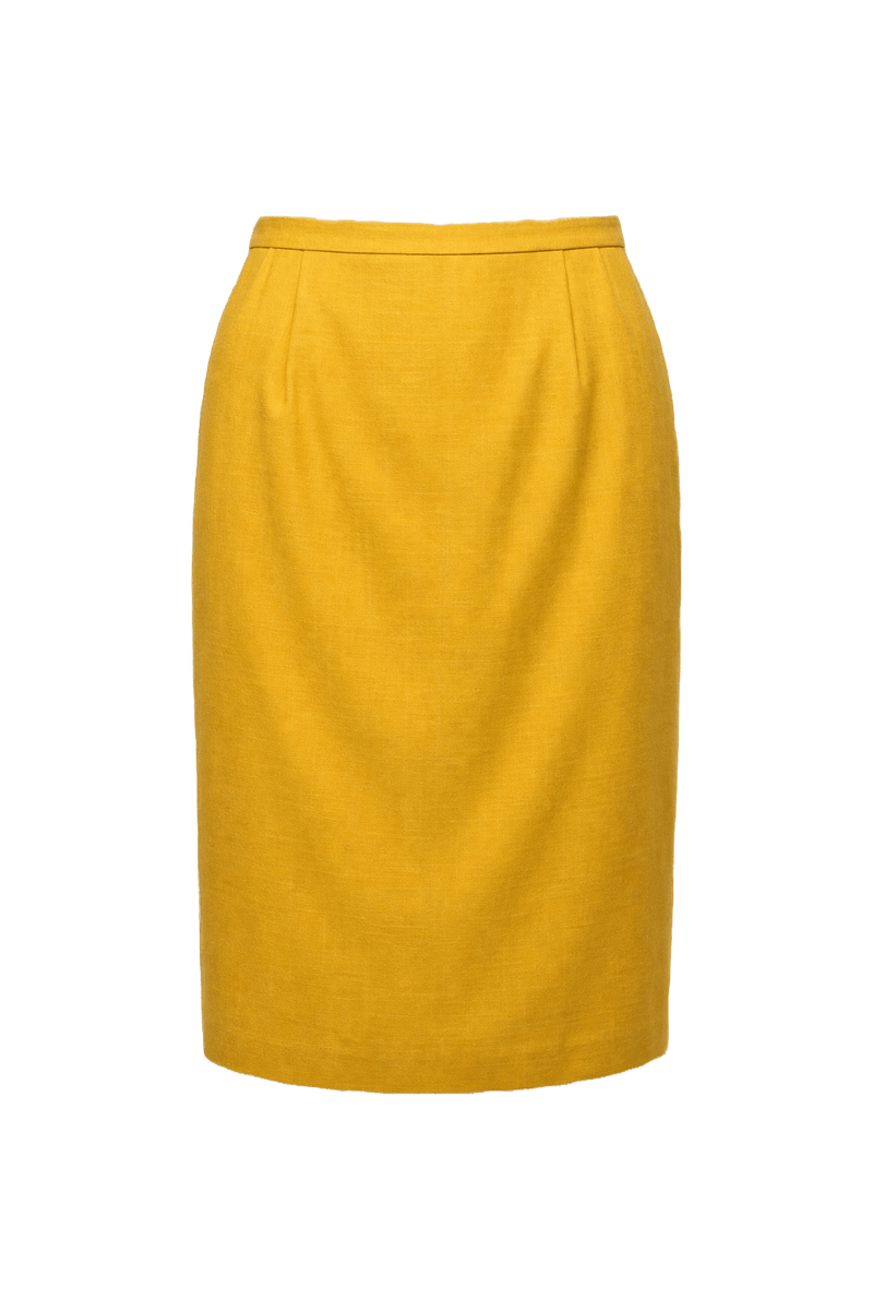 1980s Yellow Wool Blend Skirt - Front View