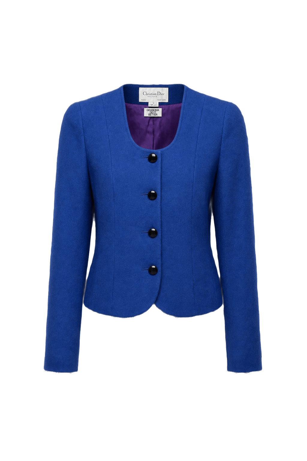 1980s Vibrant Blue Wool Blazer - Front View