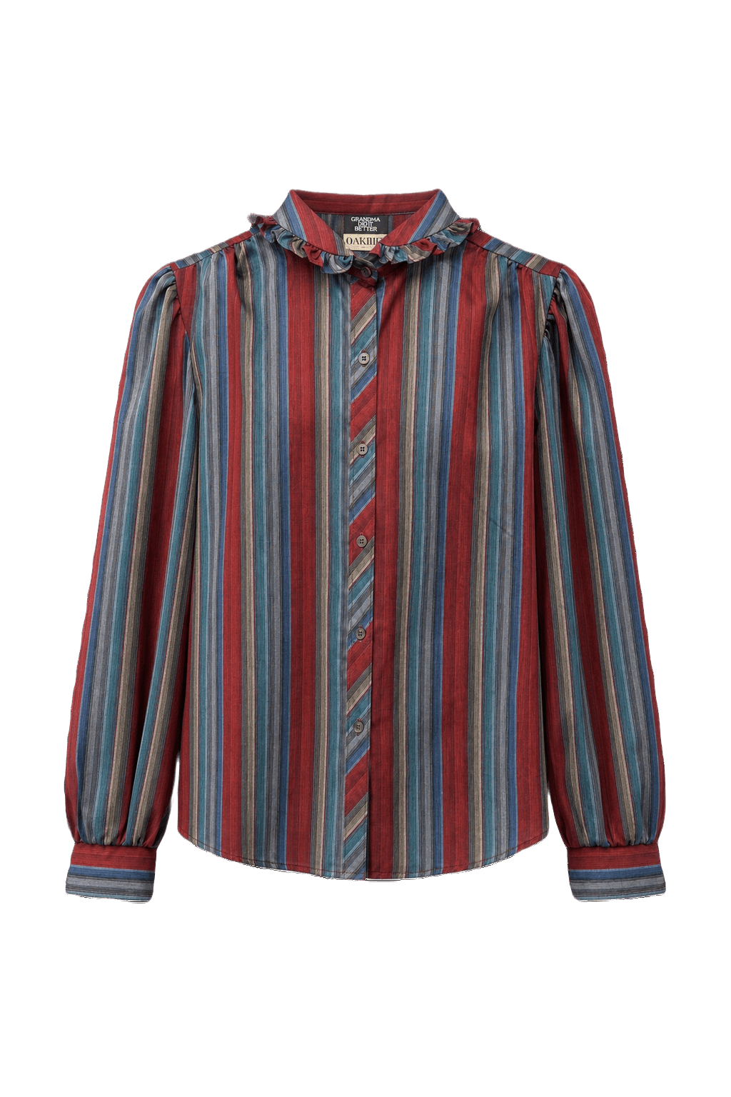 1970s Multicolor Cotton Blend Blouse - Front View