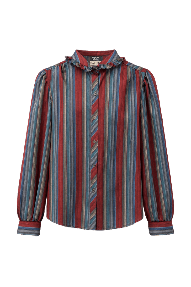 1970s Multicolor Cotton Blend Blouse - Front View