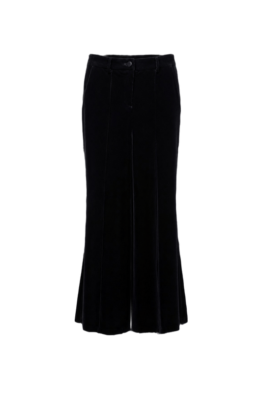 1980s Black Velvet Pants - Front View