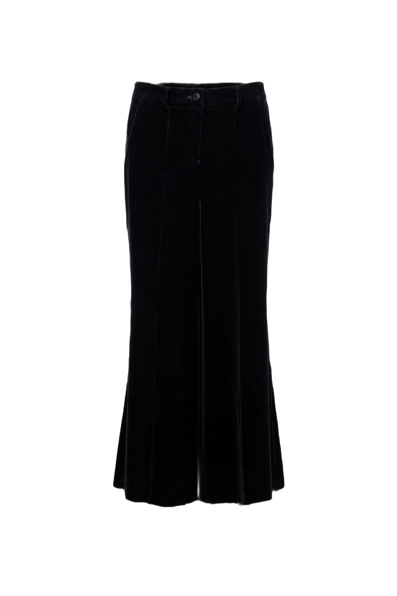1980s Black Velvet Pants - Front View