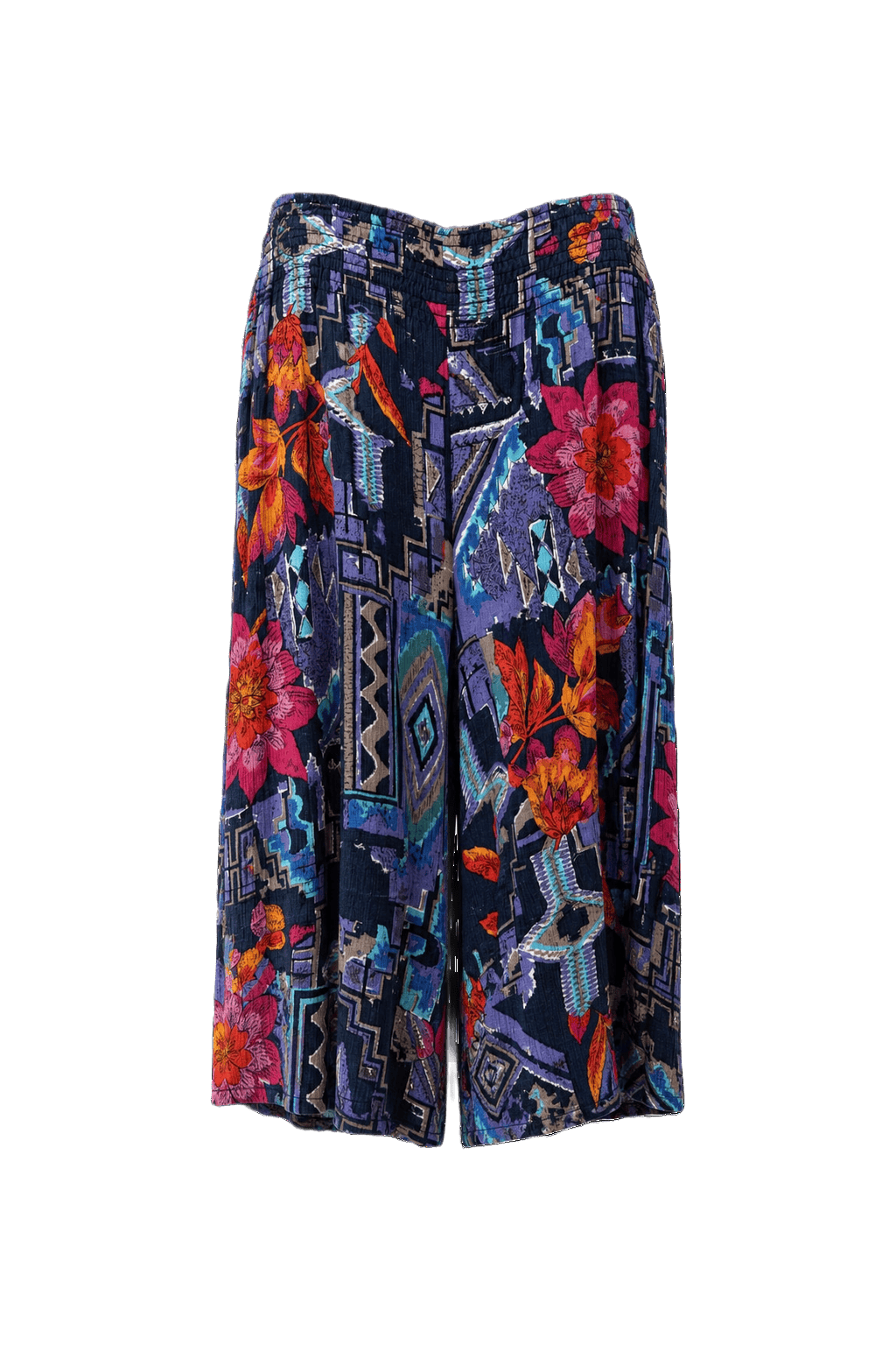 1990s Navy Blue Rayon Pants - Front View