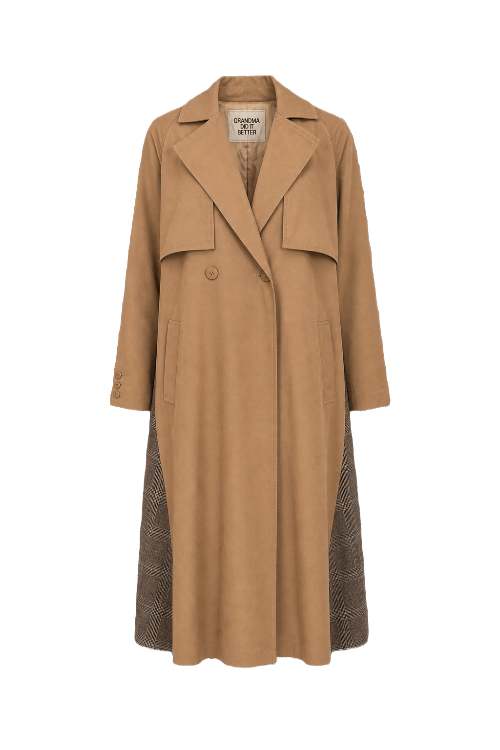 1980s Tan Cotton Blend Coat - Front View