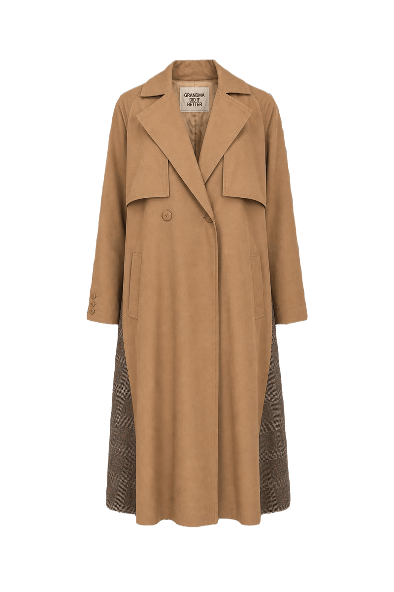 1980s Tan Cotton Blend Coat - Front View