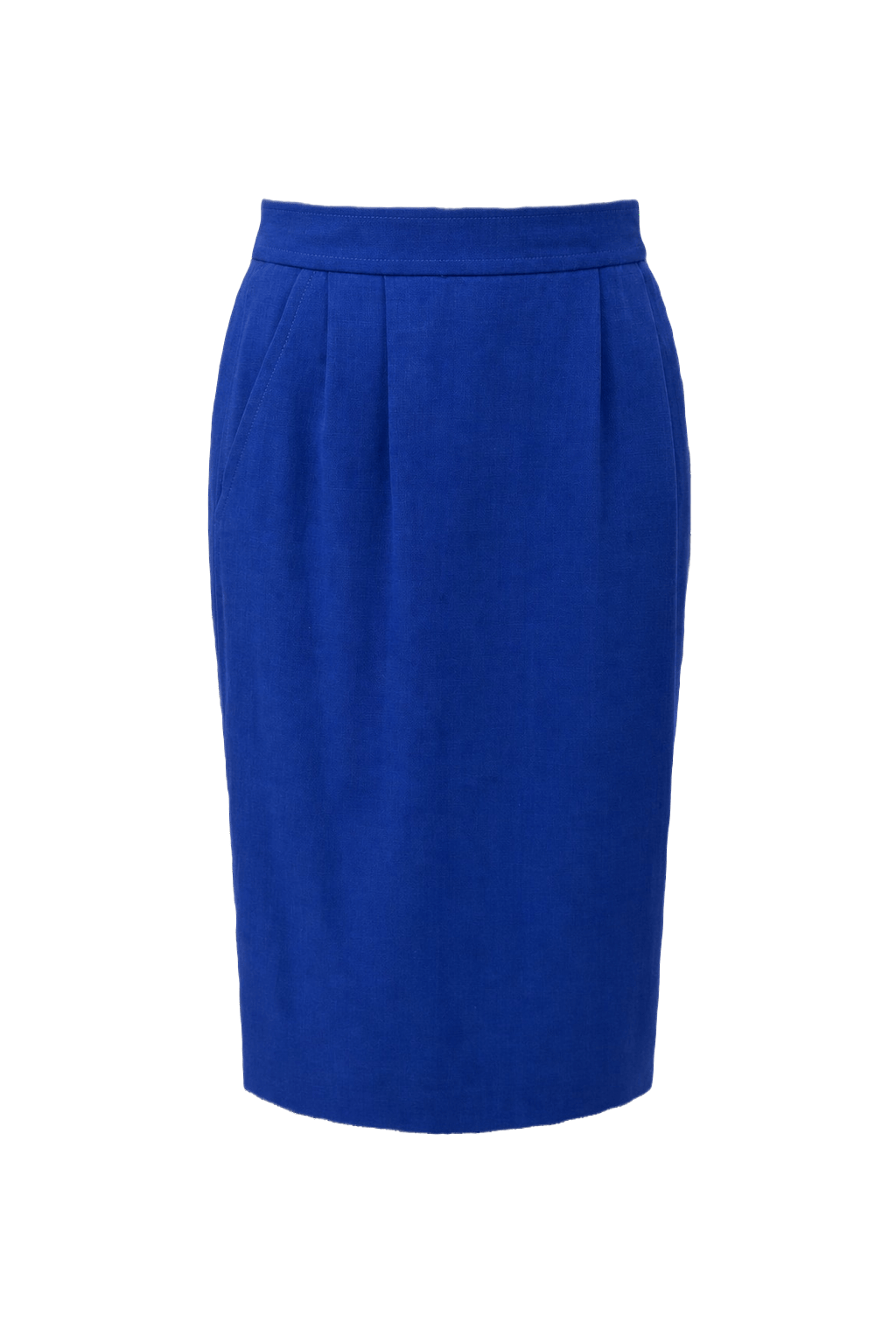 1980s Blue Wool Blend Skirt - Front View