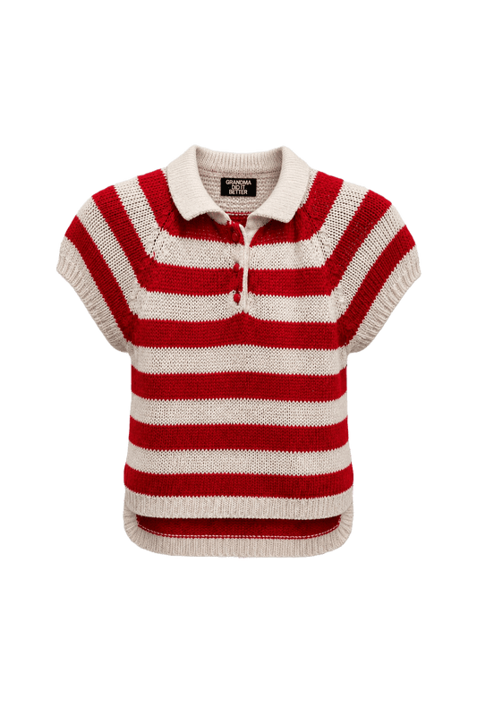 1960s Red Knit Polo - Front View