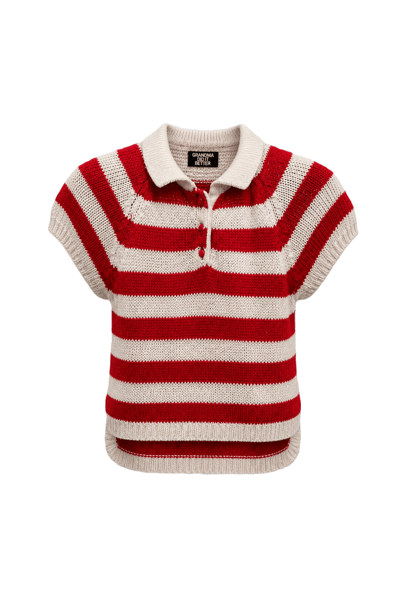 1960s Red Knit Polo - Front View