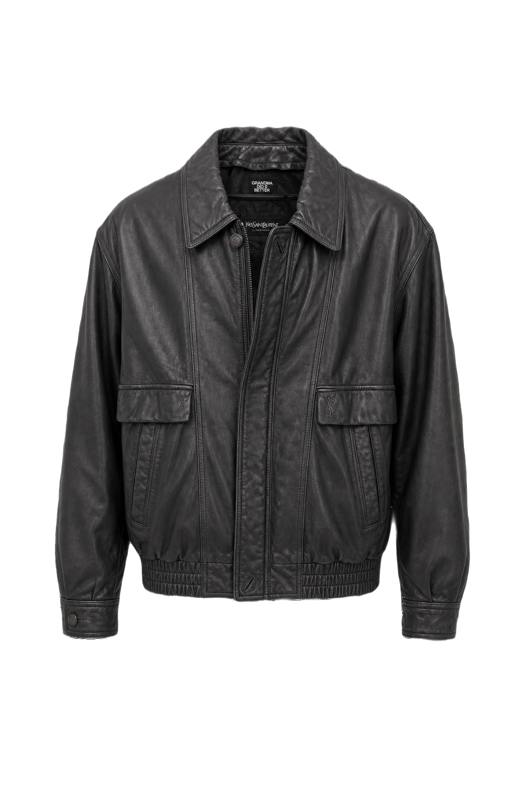 1980s Black Leather Jacket - Front View