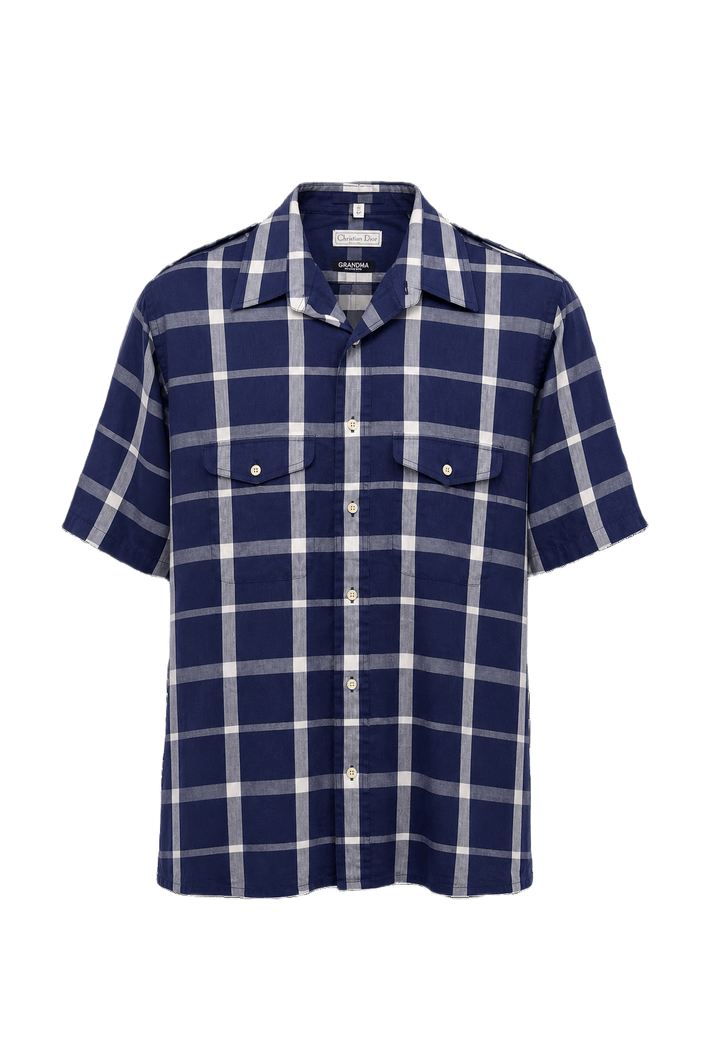 1980s Navy Blue Cotton Shirt - Front View