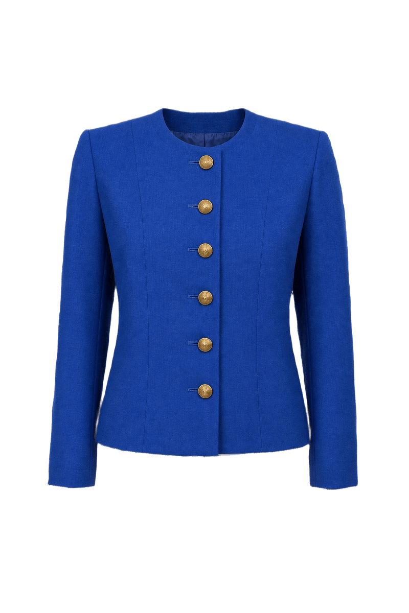 1980s Blue Polyester Blend Jacket - Front View