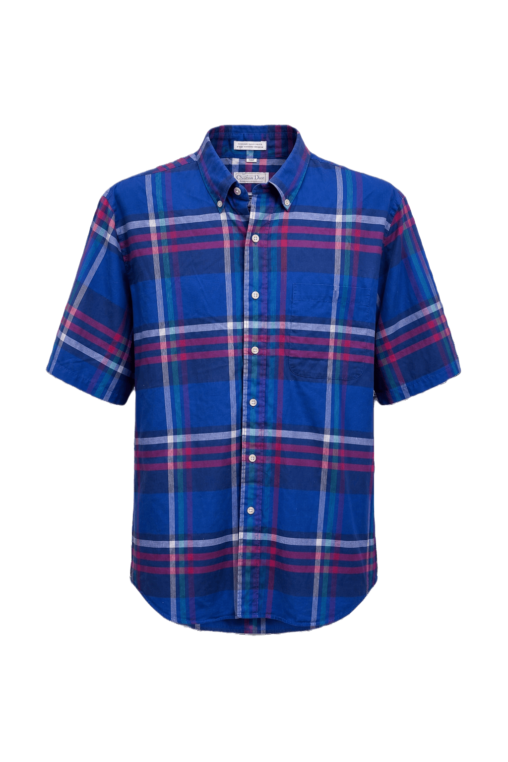 1980s Royal Blue Cotton Shirt - Front View
