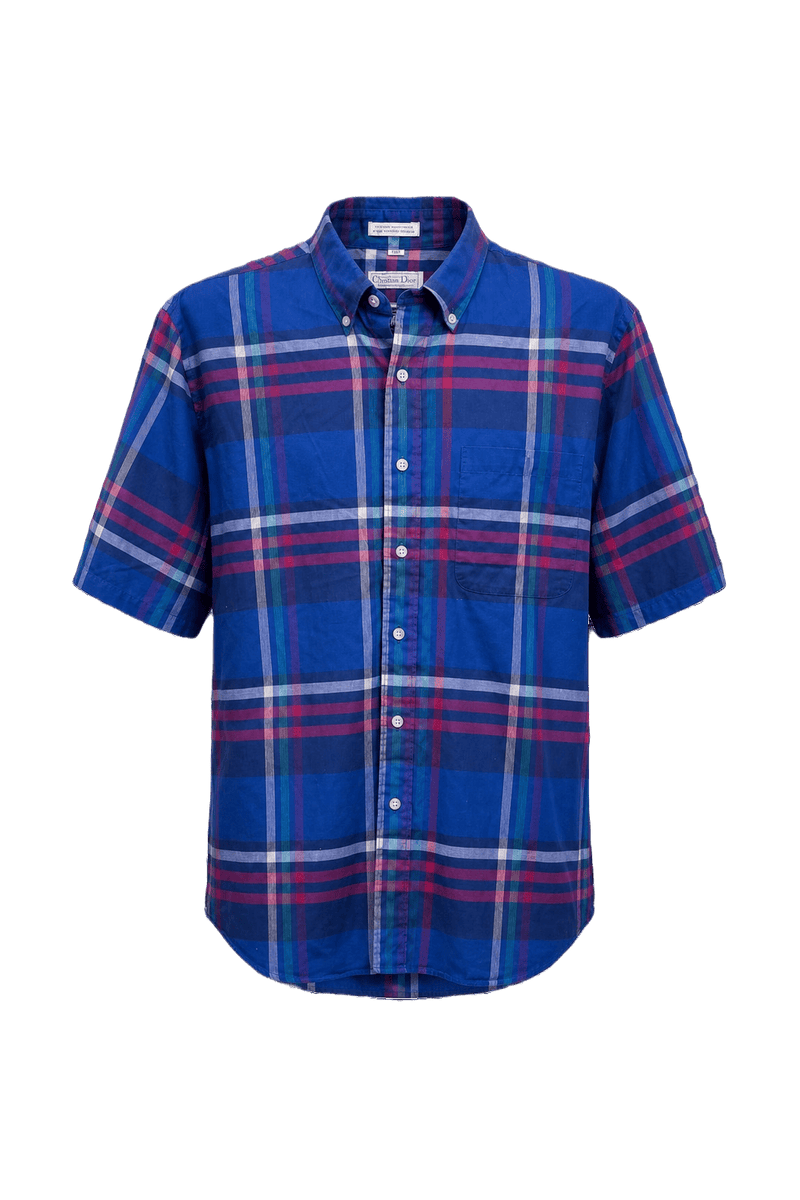 1980s Royal Blue Cotton Shirt - Front View