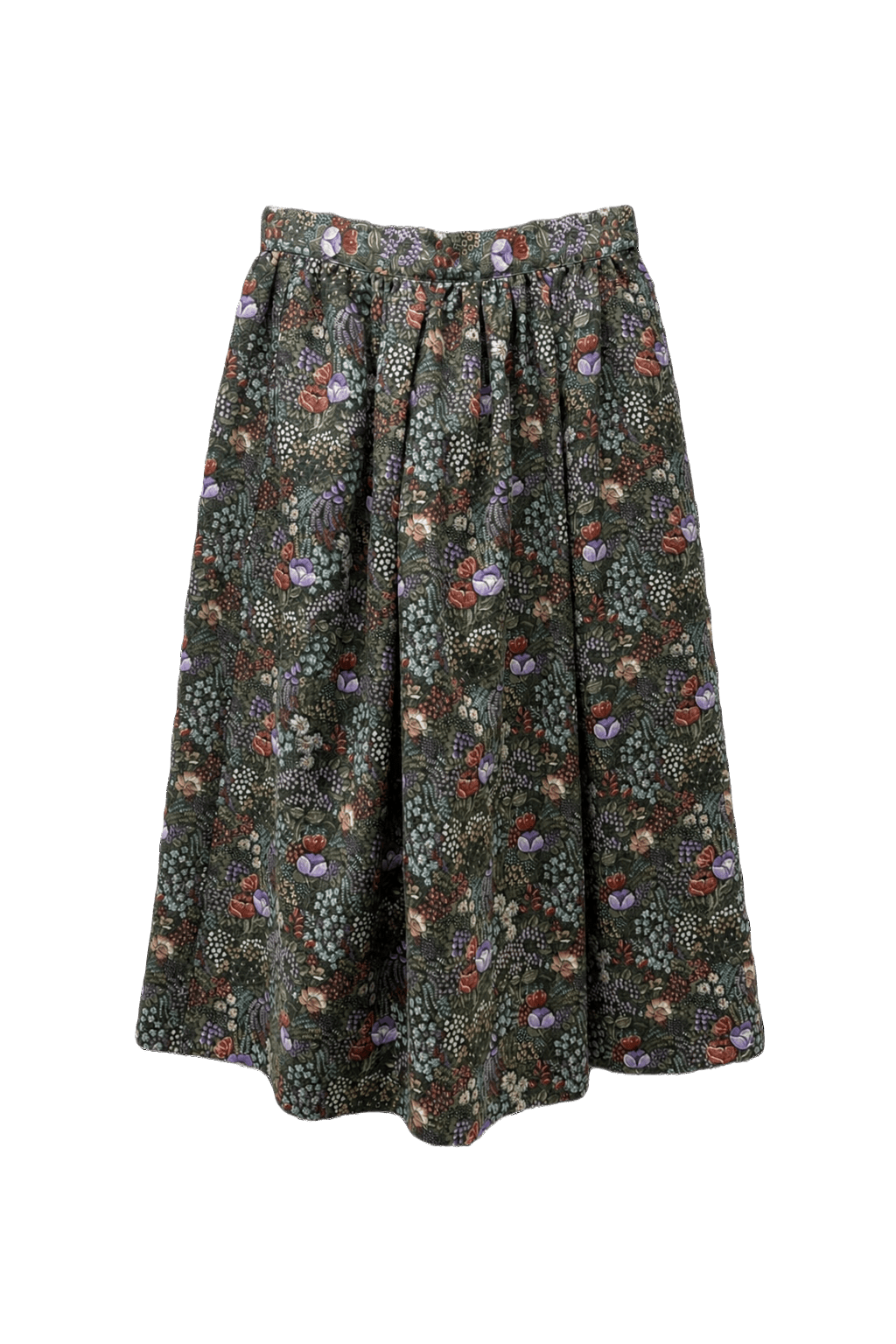 1970s Green Cotton Blend Skirt - Front View