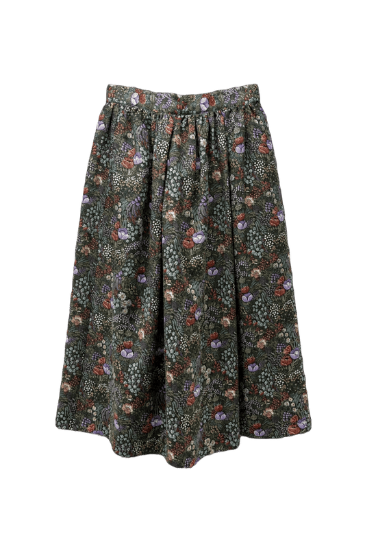 1970s Green Cotton Blend Skirt - Front View