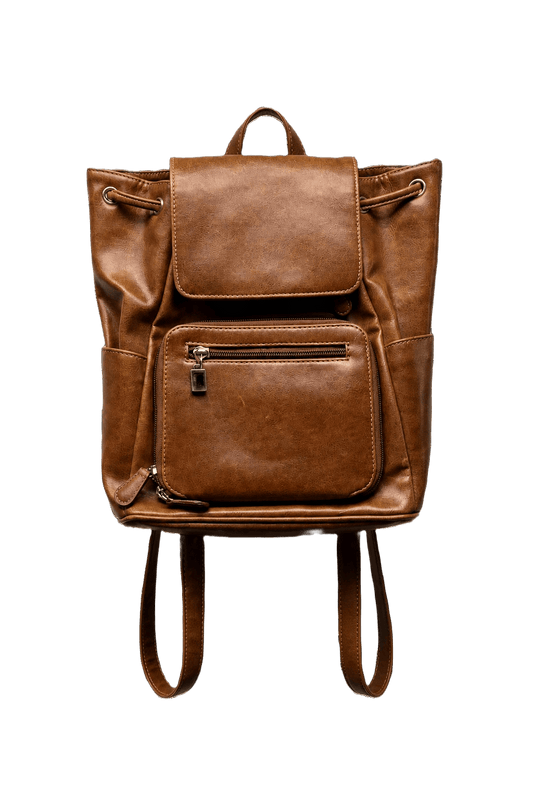 1990s Brown Leather Backpack - Front View