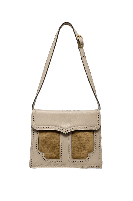 1970s Beige Lizard Skin Bag - Front View