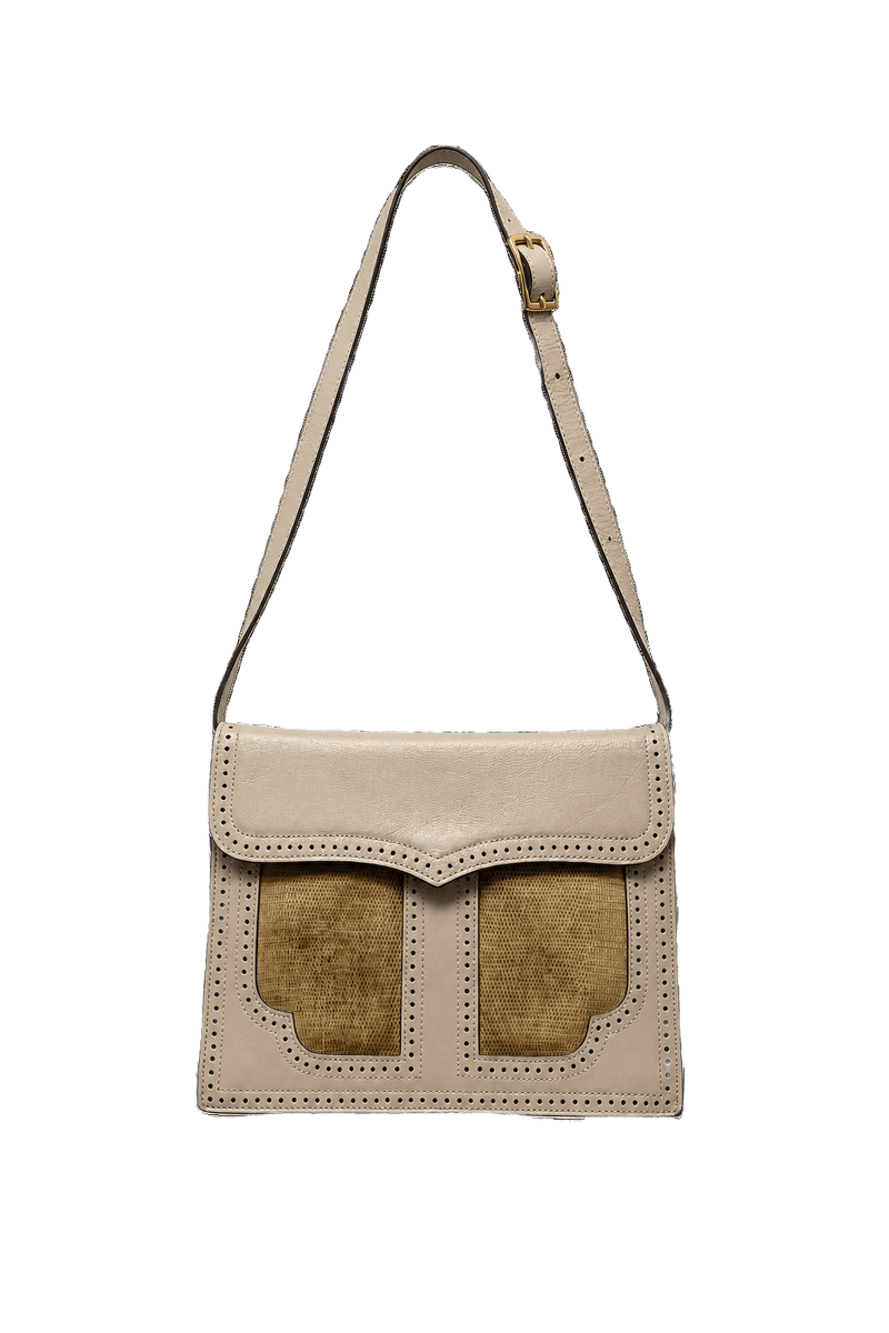 1970s Beige Lizard Skin Bag - Front View