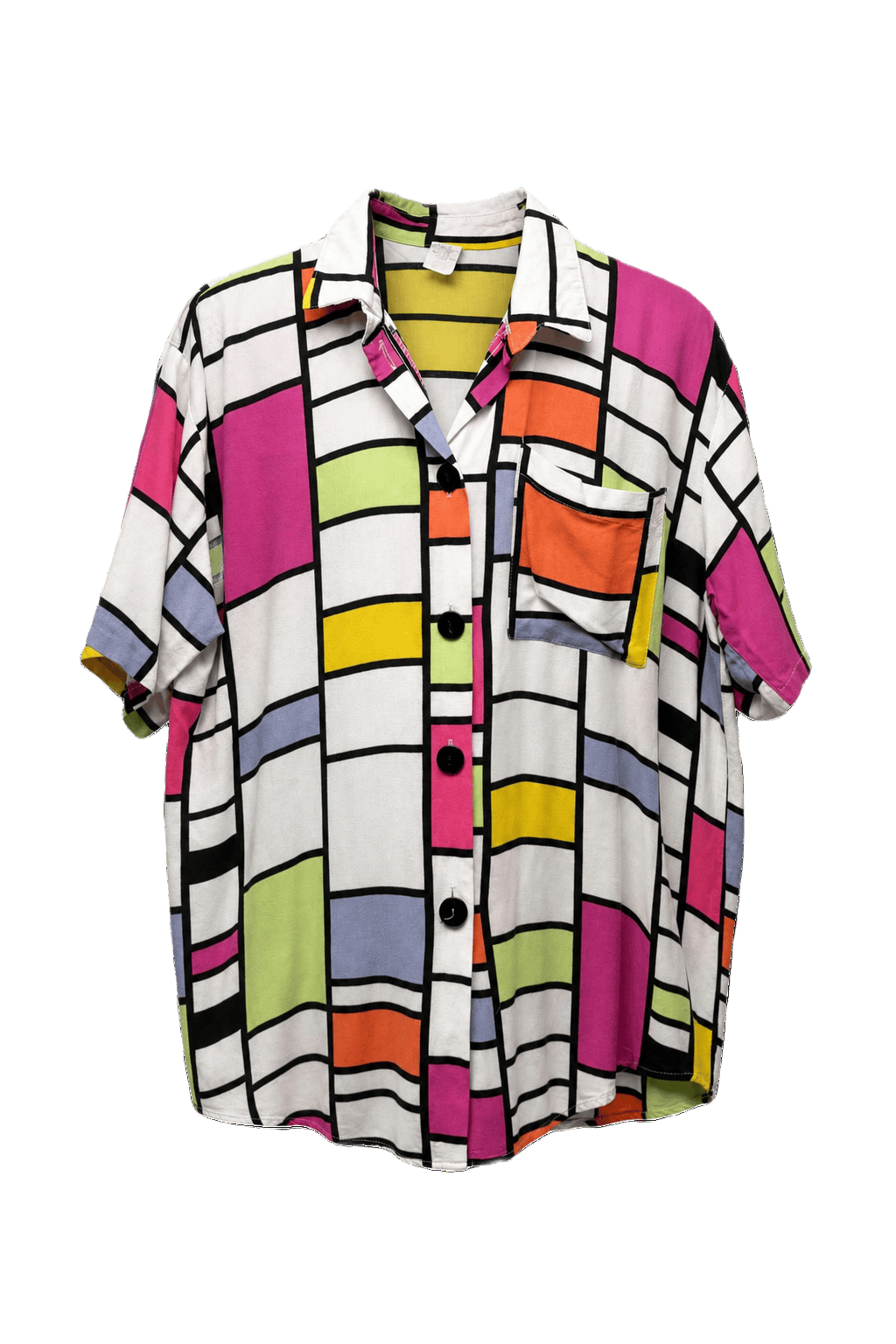 1980s Multicolored Rayon Shirt - Front View