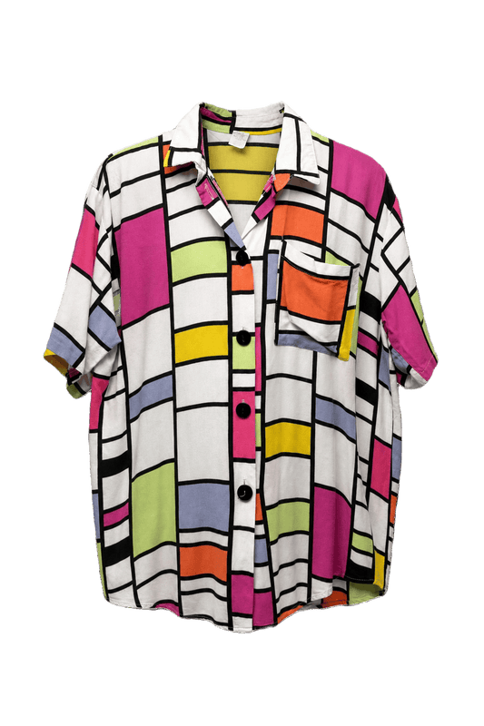 1980s Multicolored Rayon Shirt - Front View