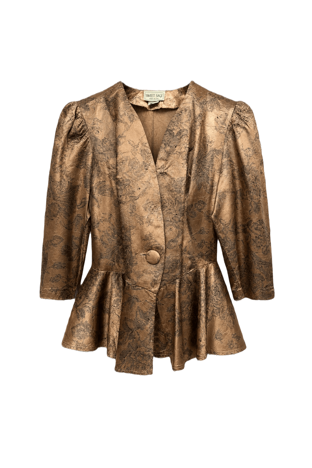 1980s Gold Acetate Blazer - Front View
