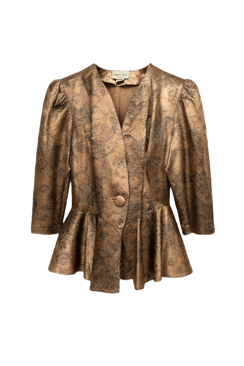 1980s Gold Acetate Blazer - Front View