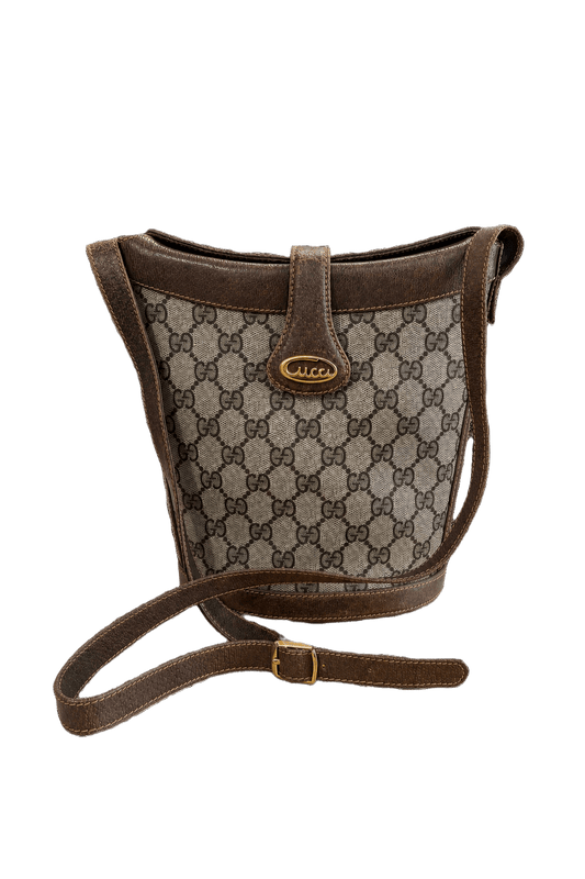 1970s Brown Leather Bag - Front View