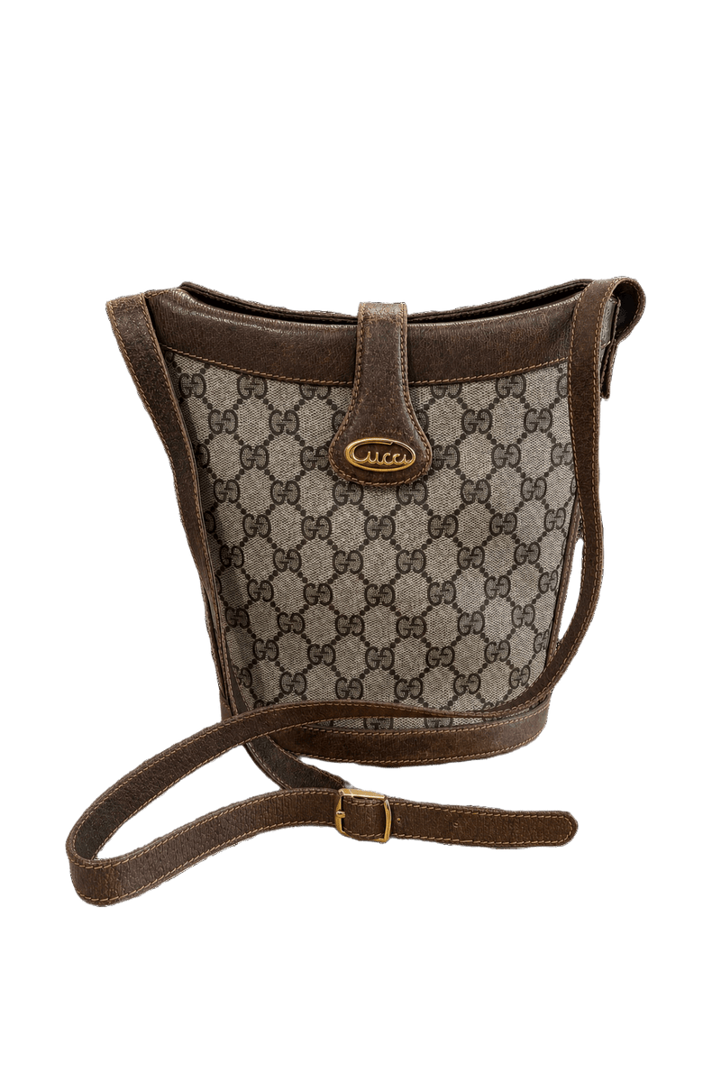 1970s Brown Leather Bag - Front View