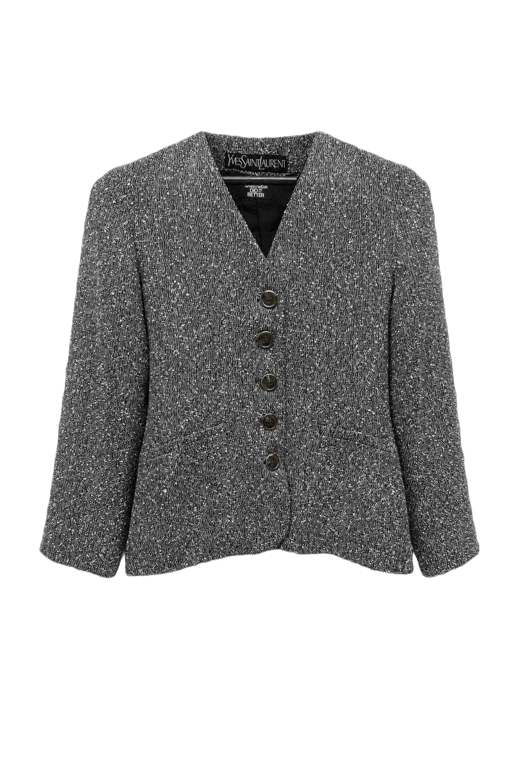 1980s Grey Viscose Blend Blazer - Front View