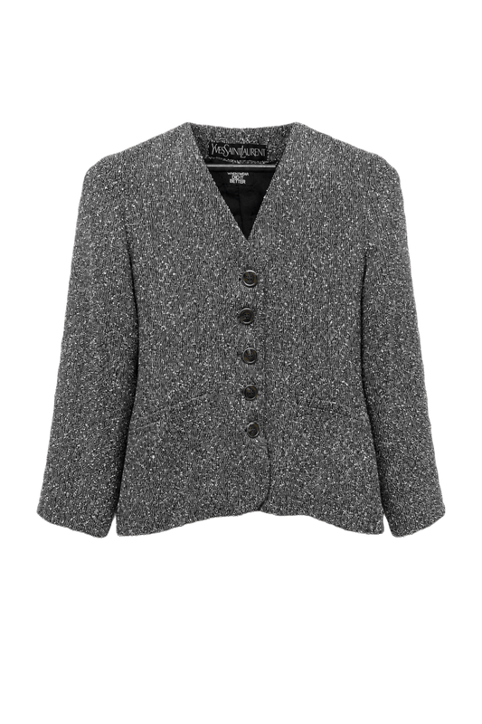 1980s Grey Viscose Blend Blazer - Front View