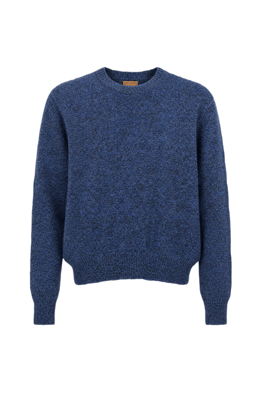 1970s Navy Blue Wool Sweater - Front View