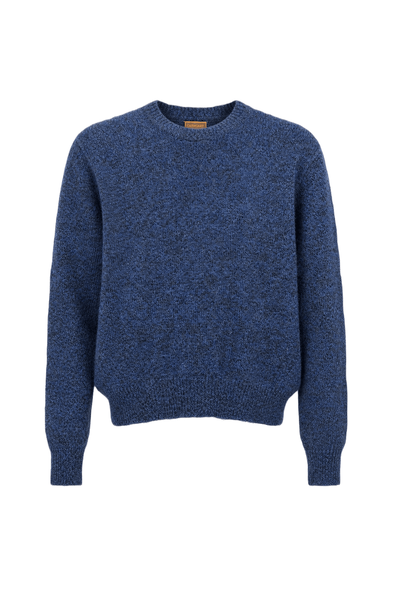 1970s Navy Blue Wool Sweater - Front View