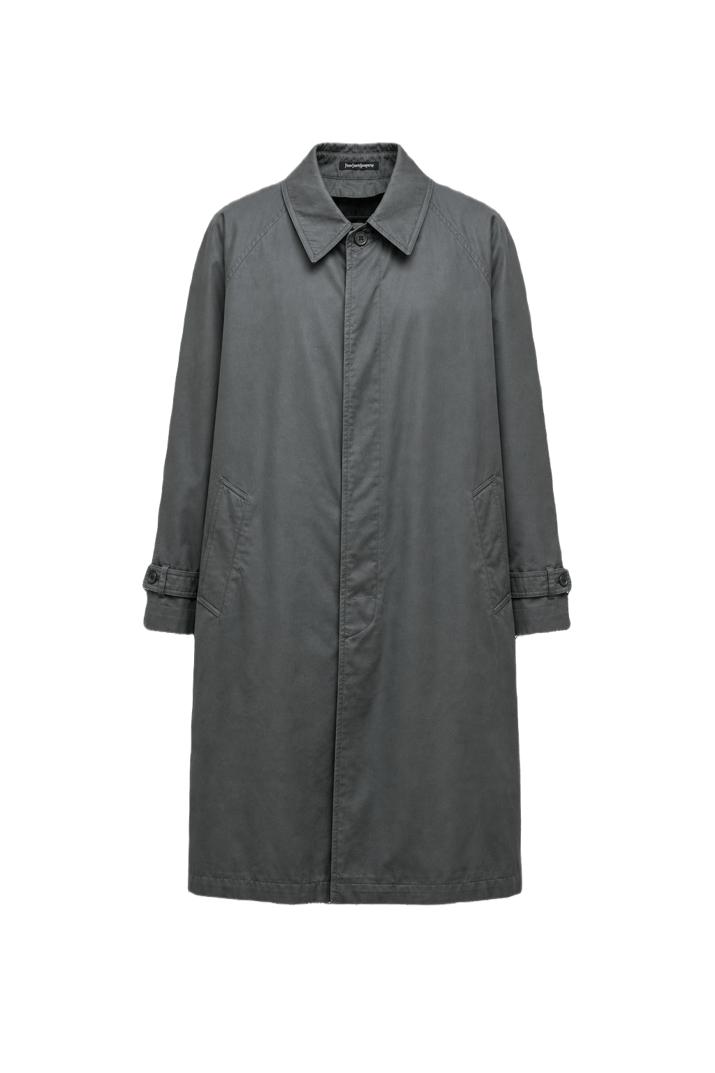 1980s Dark Grey Cotton Blend Coat - Front View