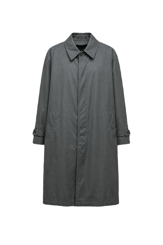 1980s Dark Grey Cotton Blend Coat - Front View