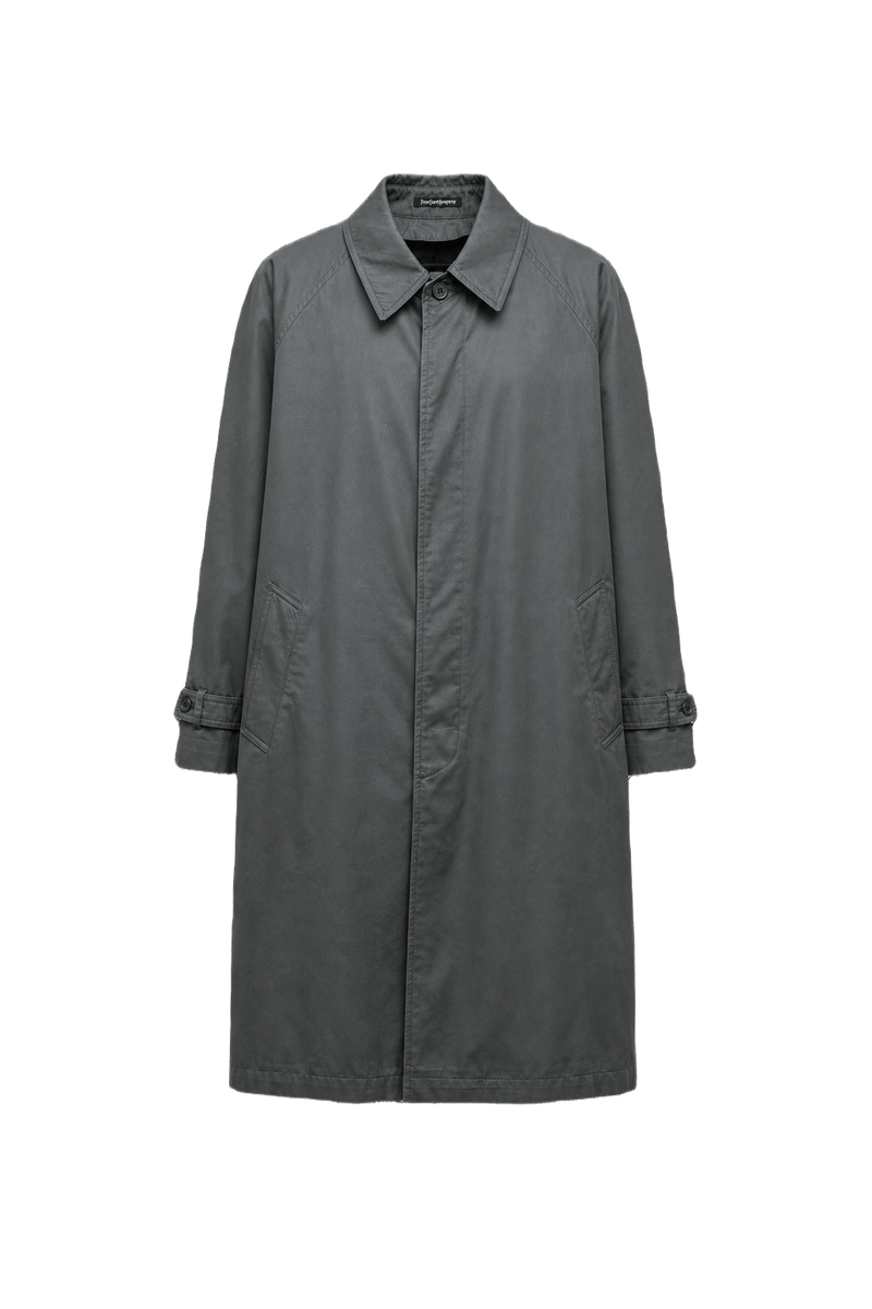1980s Dark Grey Cotton Blend Coat - Front View