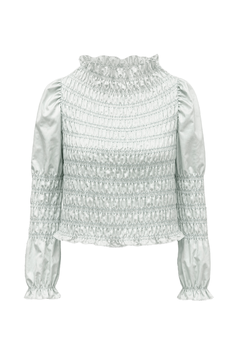 1990s Pale Blue Cotton Blouse - Front View
