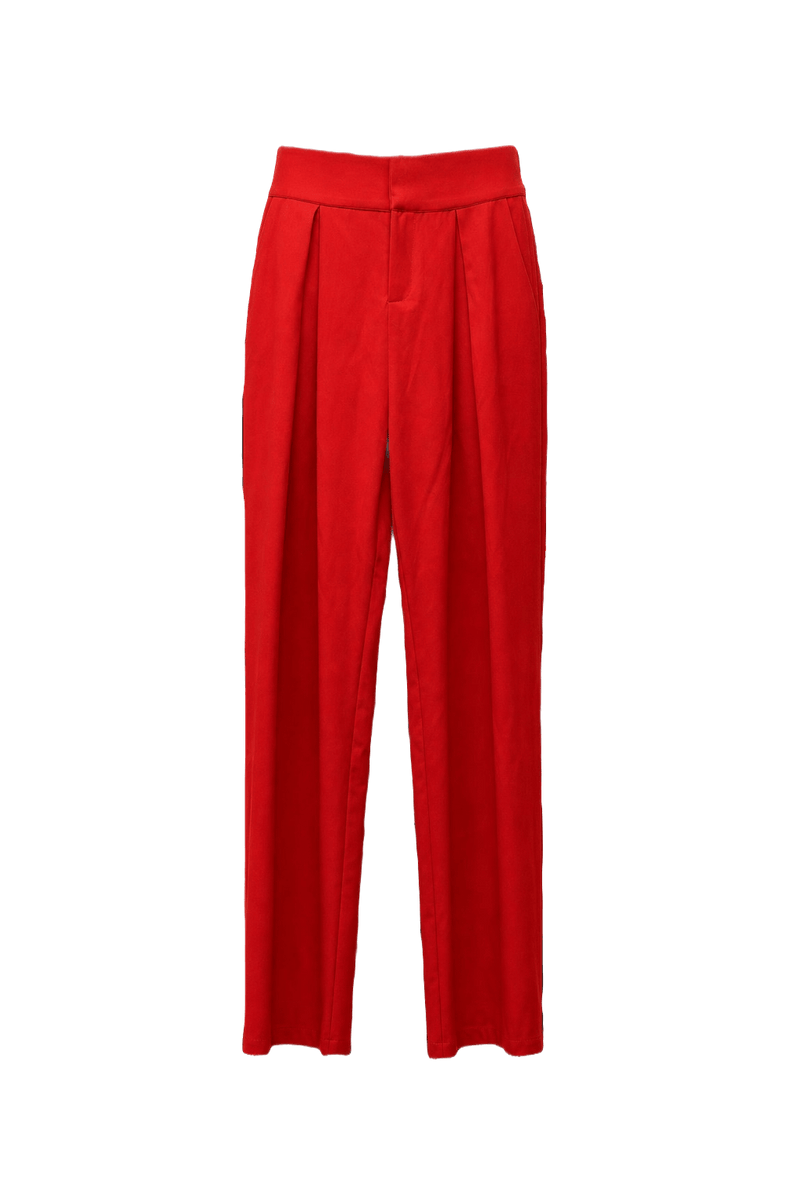 1980s Red Satin Pants - Front View