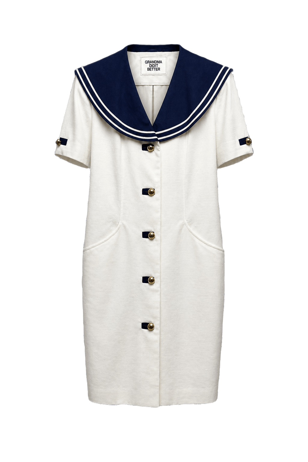 1980s White Cotton Blend Dress - Front View