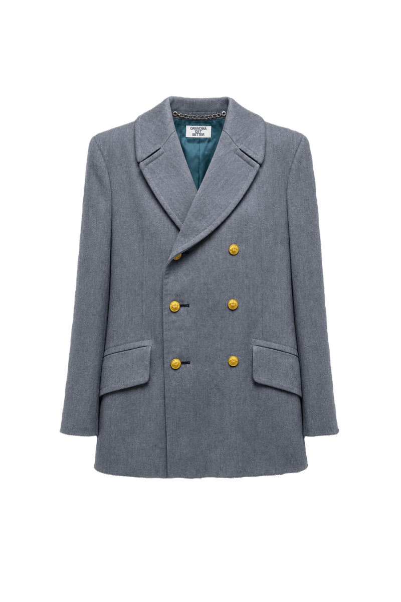 Unknown Grey Wool Blazer - Front View