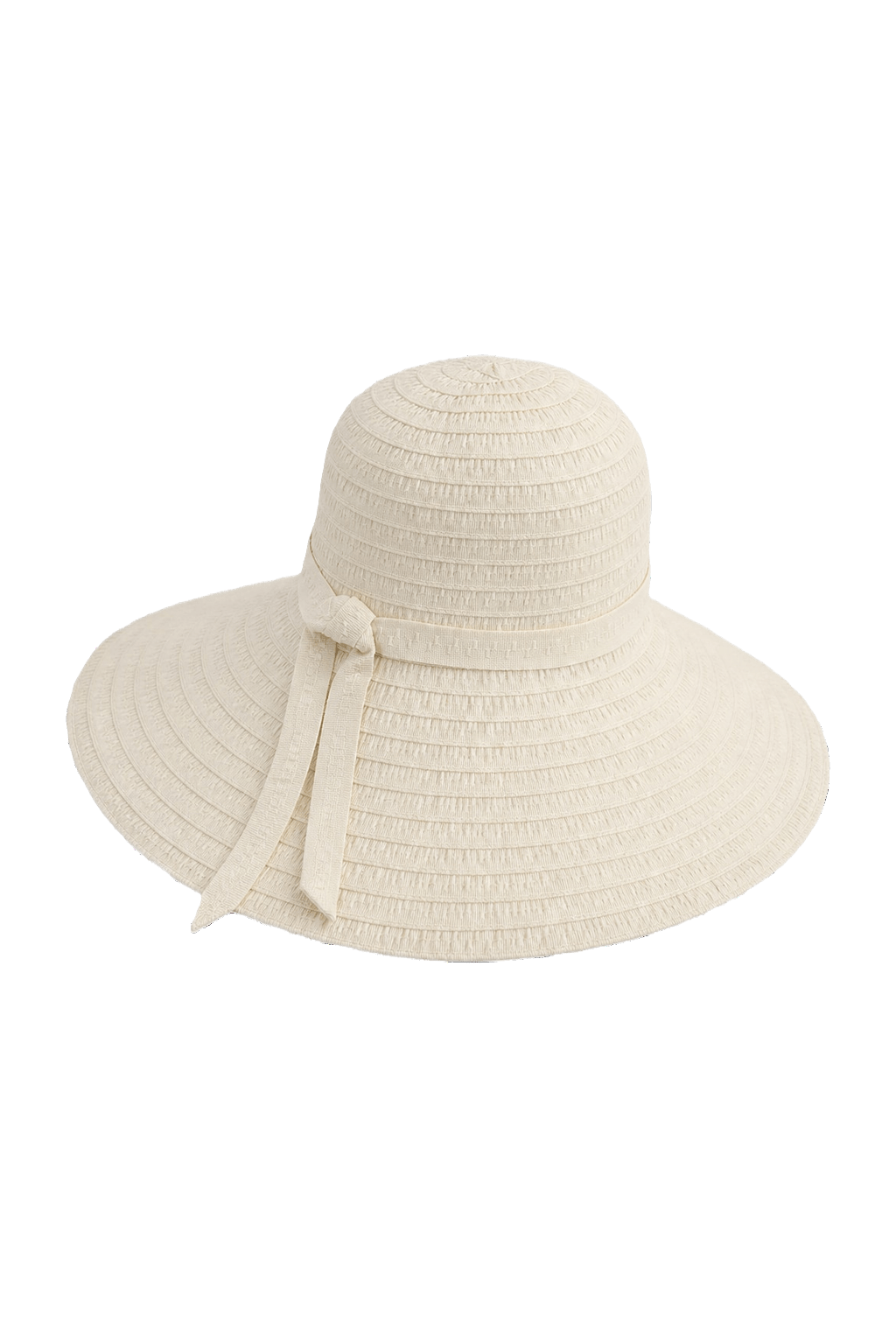 1980s Cream White Straw Hat - Front View