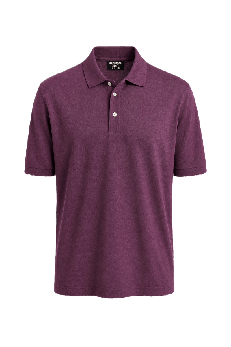 1970s Plum Synthetic Blend Polo - Front View