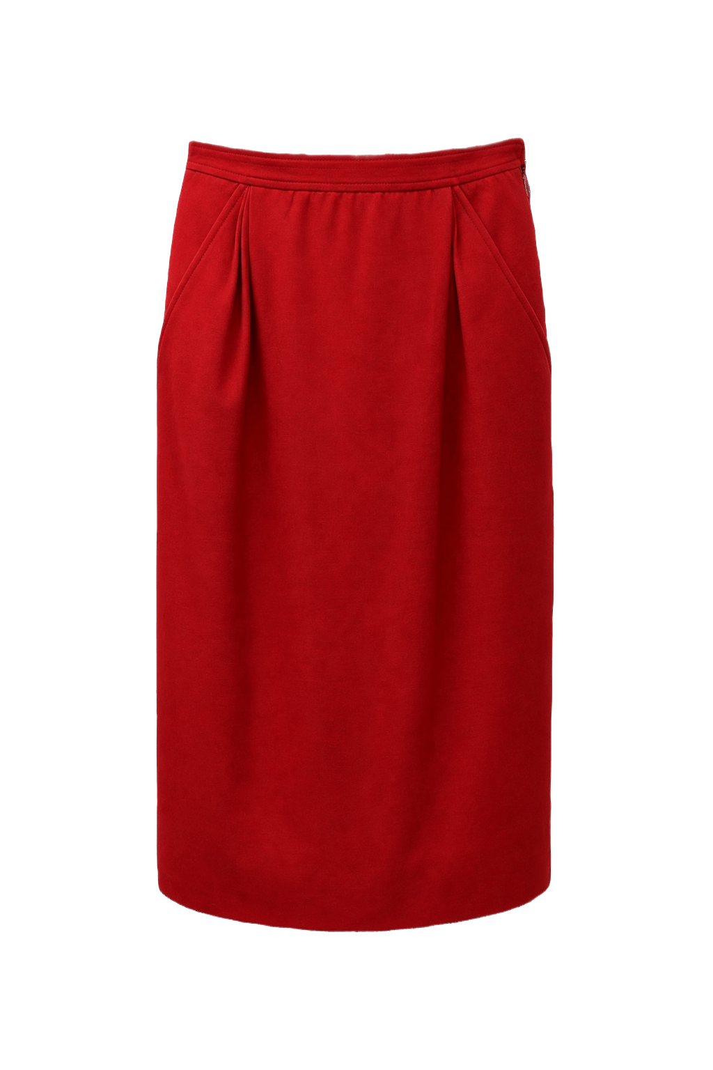 1980s Red Wool Skirt - Front View