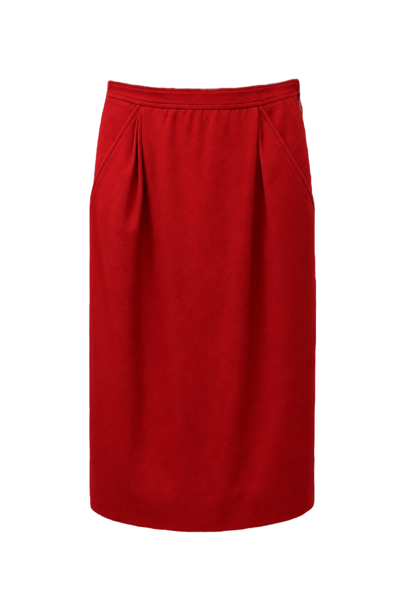 1980s Red Wool Skirt - Front View