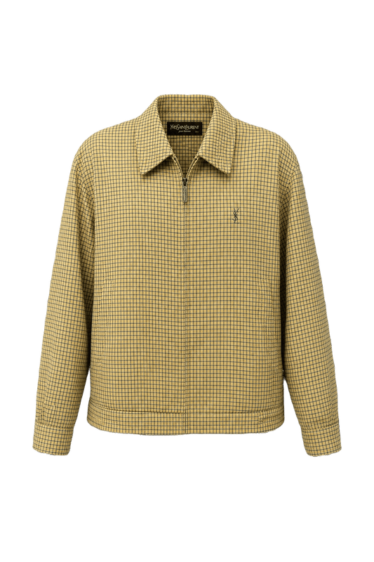 1980s Yellow Cotton Blend Jacket - Front View