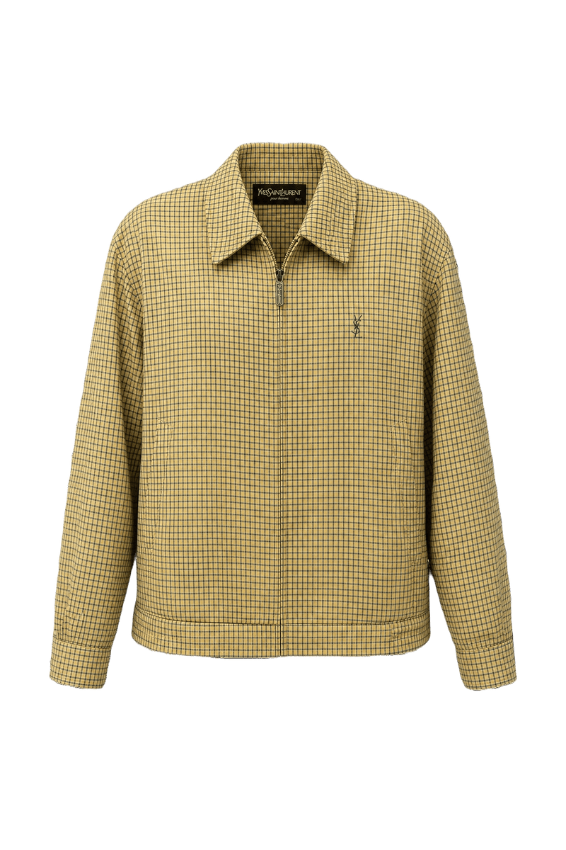 1980s Yellow Cotton Blend Jacket - Front View