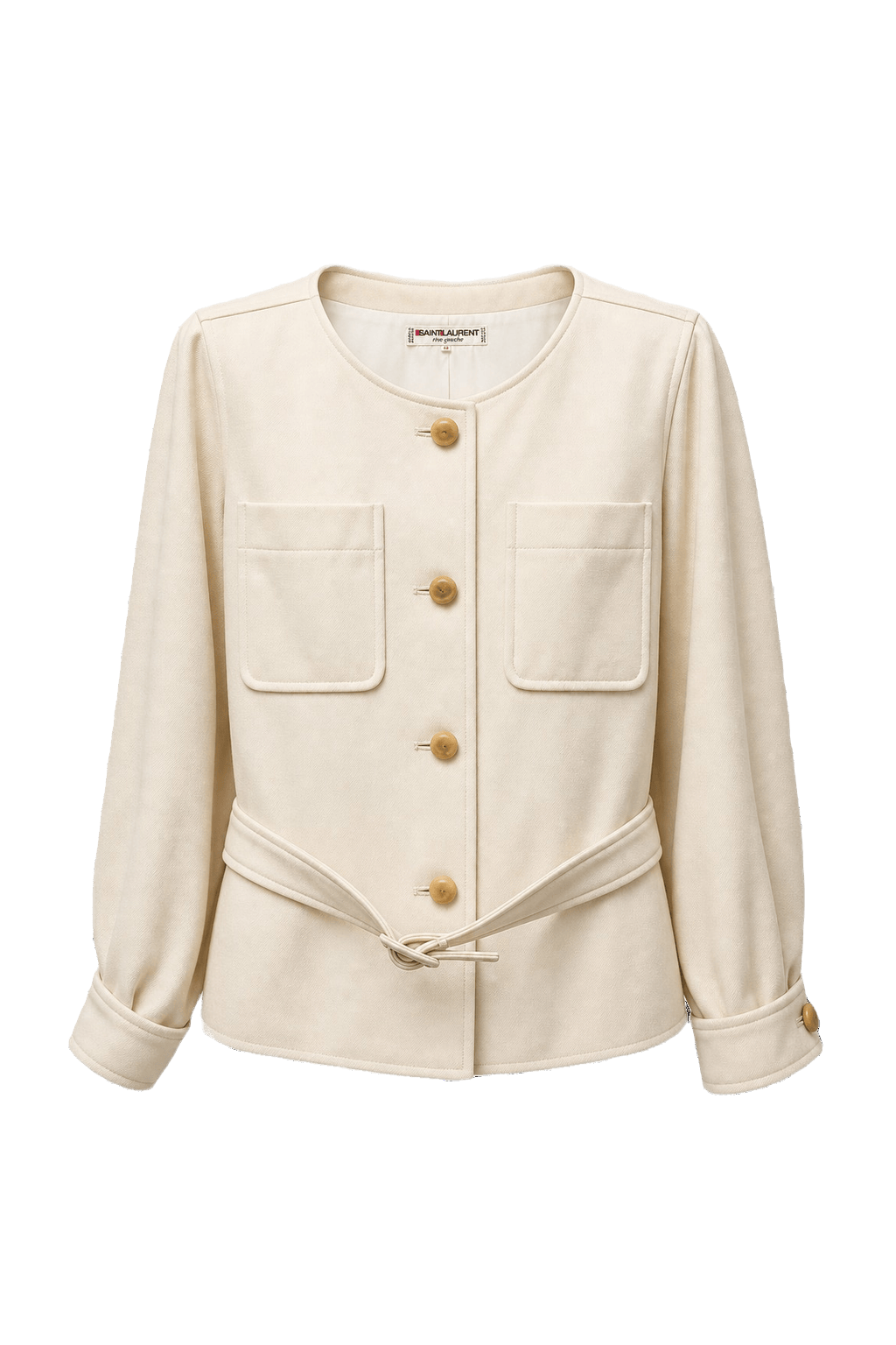1980s Cream White Wool Blend Jacket - Front View